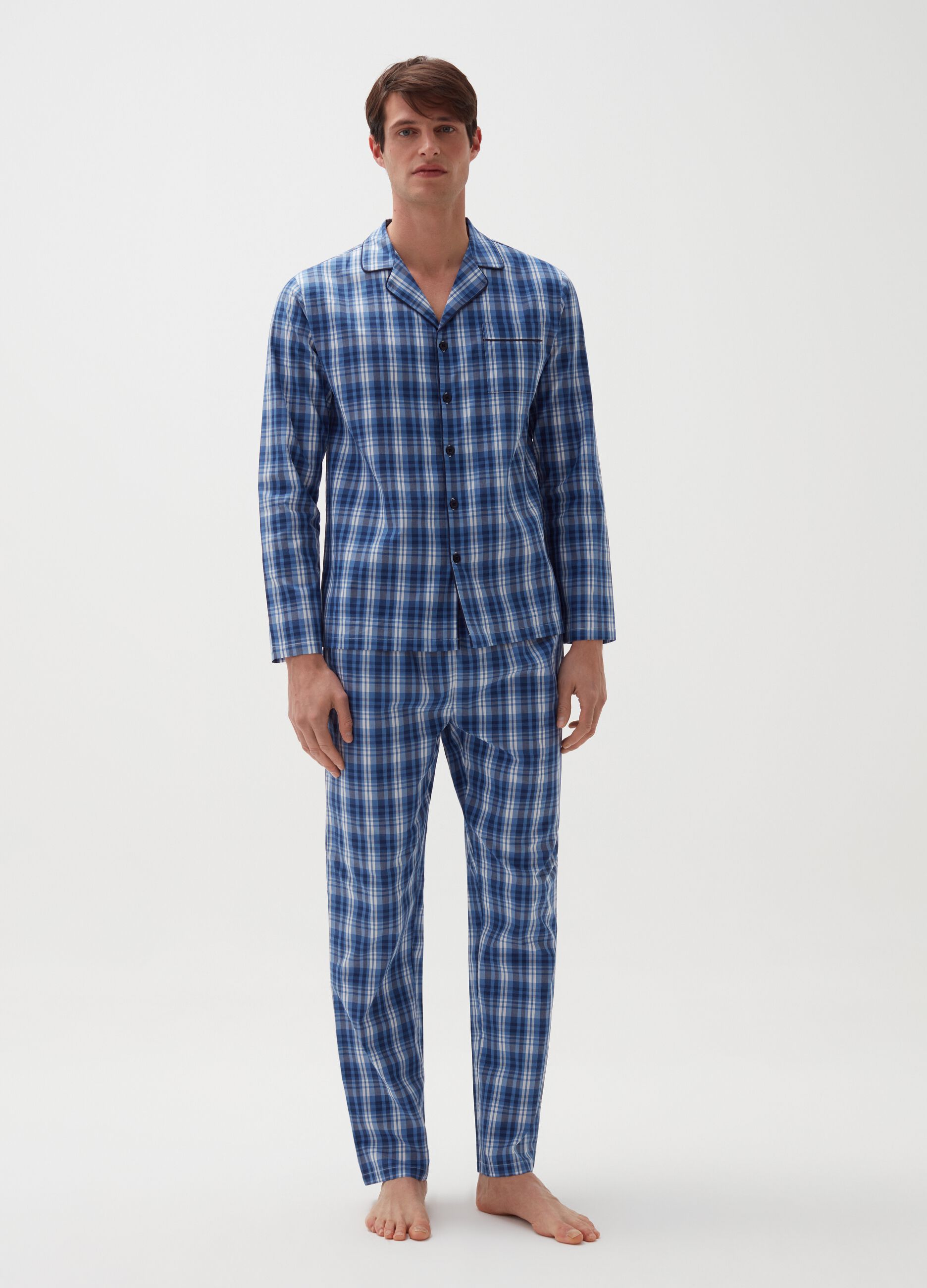Pijama largo de algodón con botones