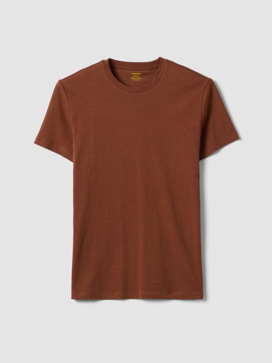 Brown short-sleeve pure cotton regular fit T-shirt_4