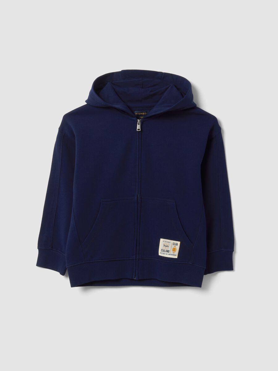 Blue pure cotton hoodie with regular fit for boys_0