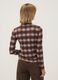 Brown stretch viscose crew-neck checked T-shirt_3
