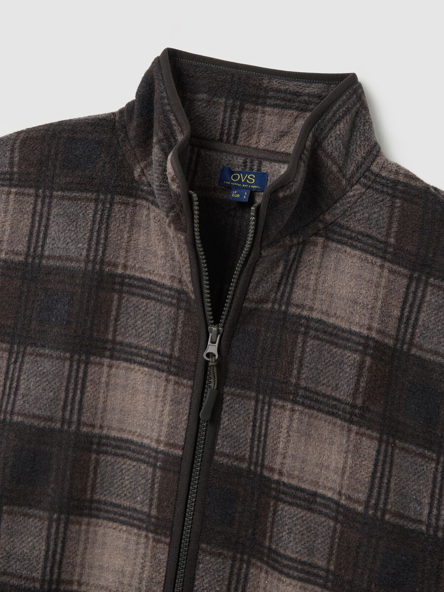 Multicolor Kariertes Hochkragen Fleece Zip Jacket Regular Fit_5