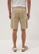 Beige stretch cotton cargo bermuda shorts_2