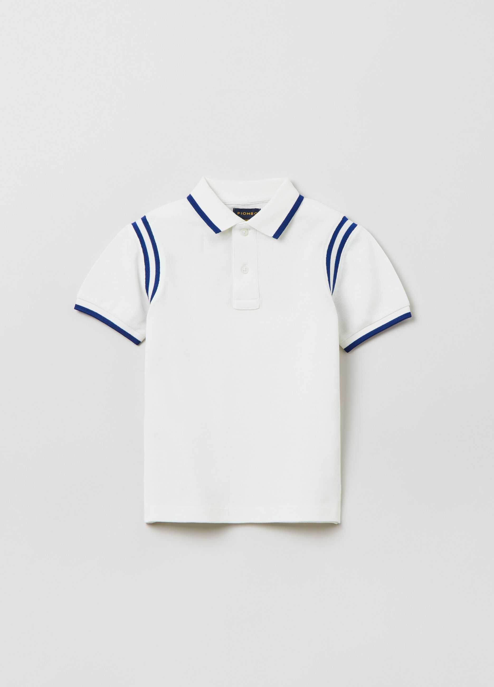 Polo shirt with tiger patch and contrasting trims._0