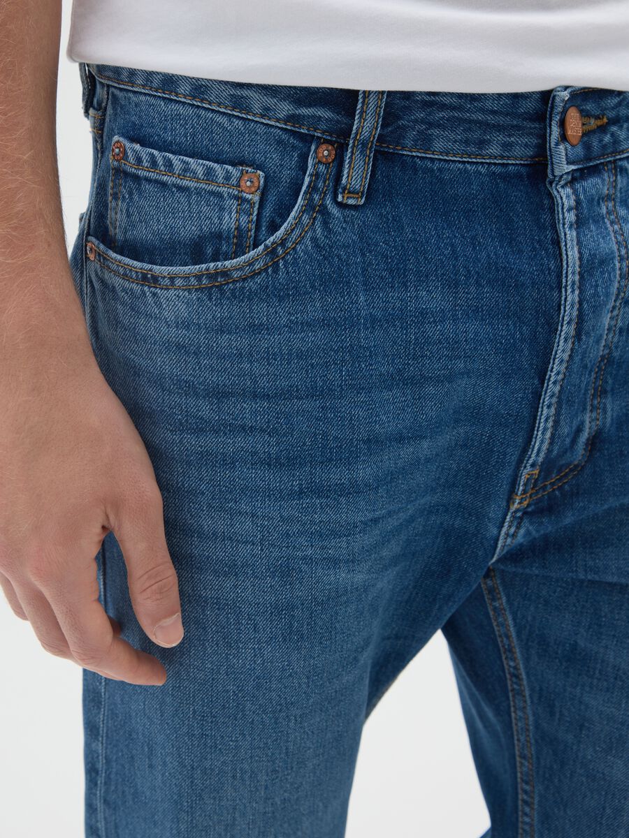 Straight fit blue jeans in pure cotton_3