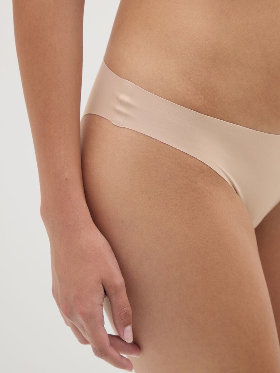 Regular fit beige stretch blend briefs_3