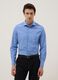 Light Blue Slim-Fit Cotton-Blend Shirt with Cutaway Collar_0