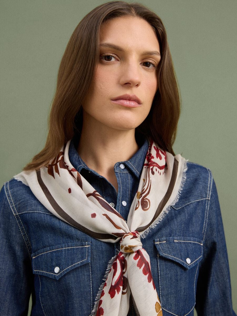Dark blue pure cotton denim shirt, regular fit_1