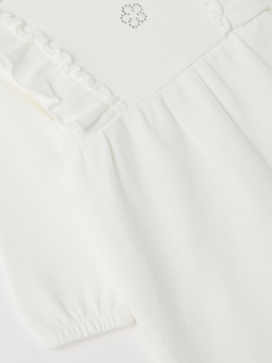 White pure cotton baby romper with zip_2