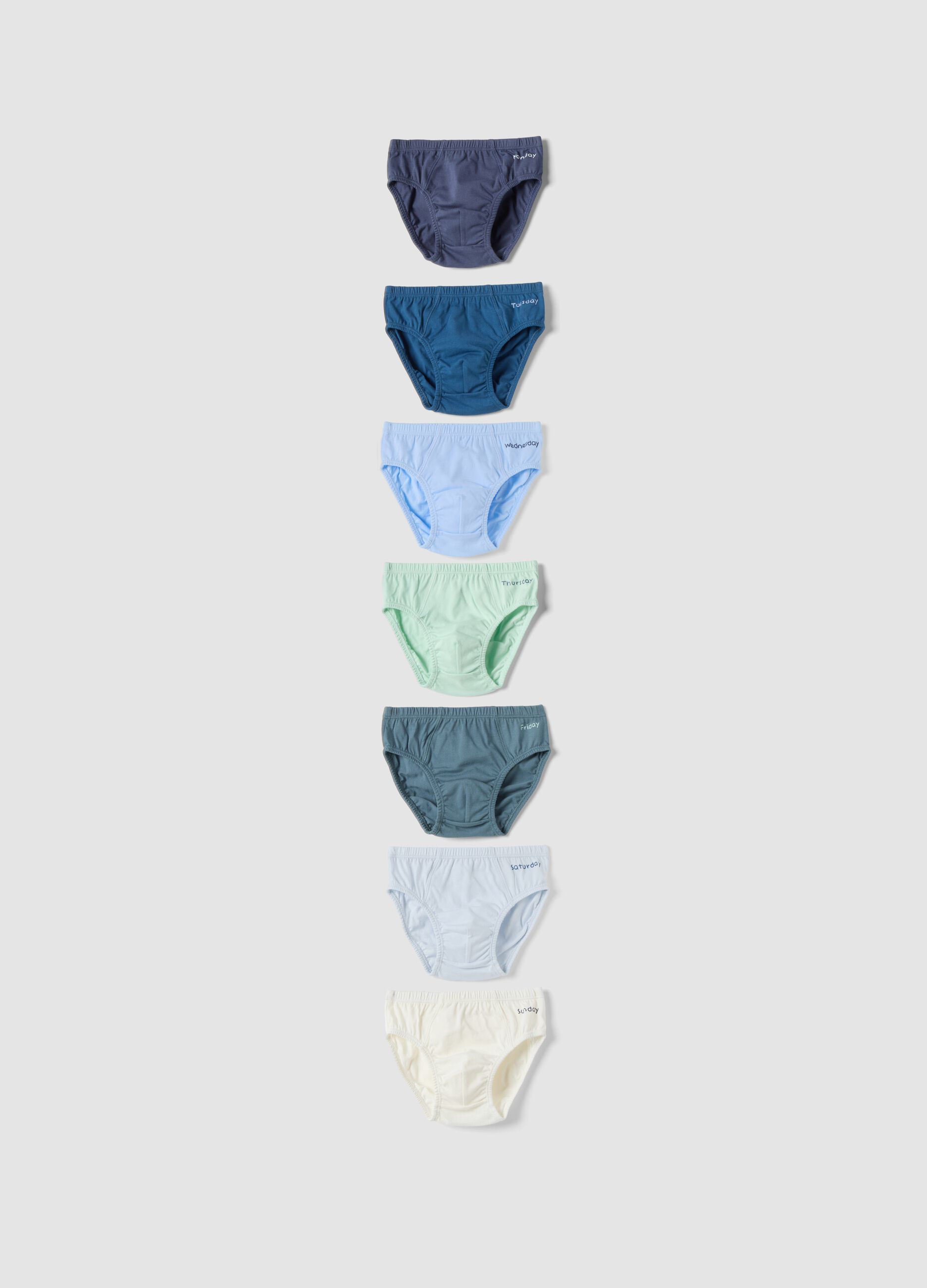 Seven-pack of multicolour briefs in pure organic cotton