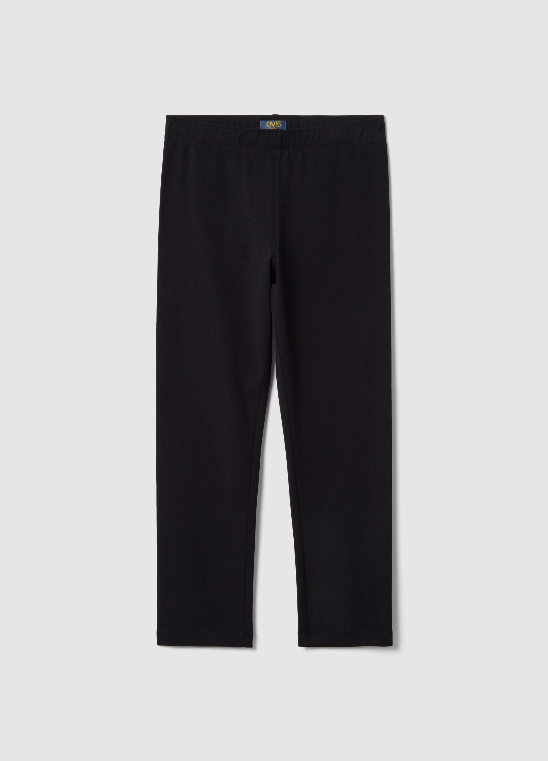 Girls' black cotton blend skinny leggings