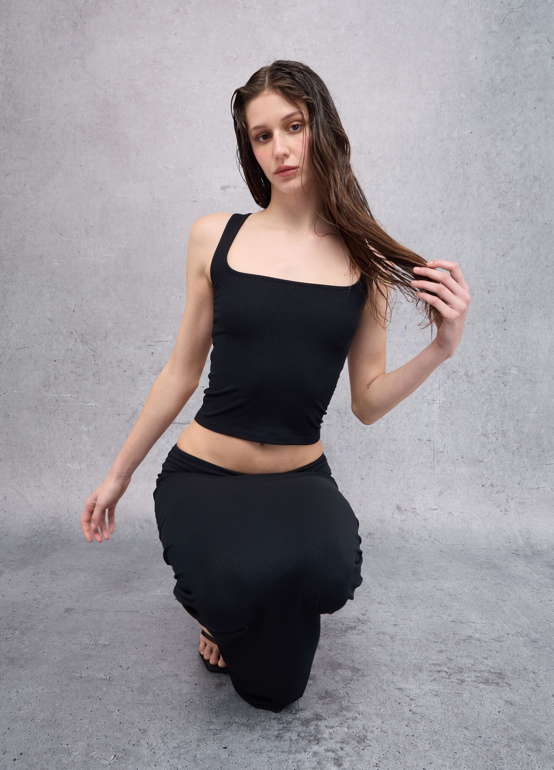 Vest Top Square Neck Black