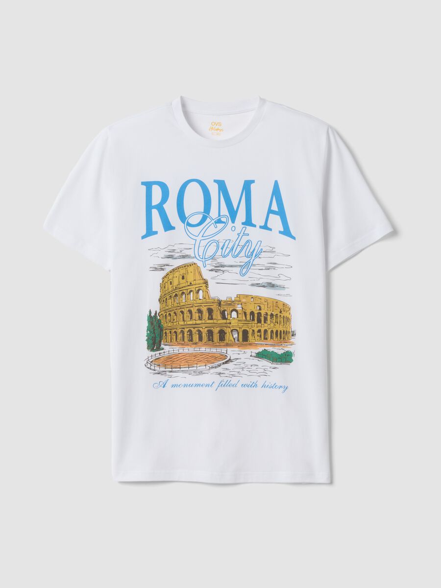 Wei&szlig;es T-Shirt aus reiner Baumwolle mit Print, Regular Fit_4