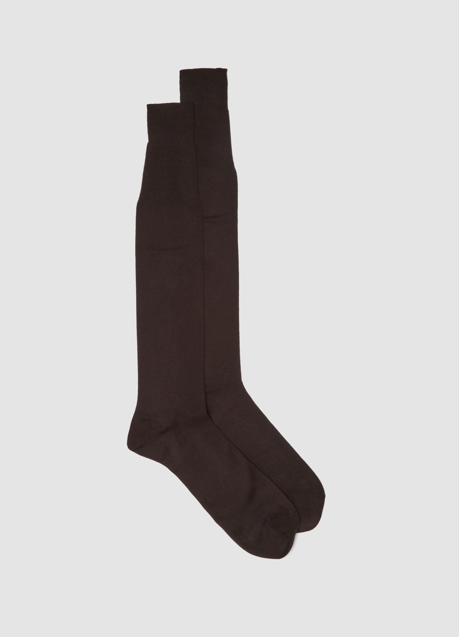 Brown knee-high socks in pure cotton