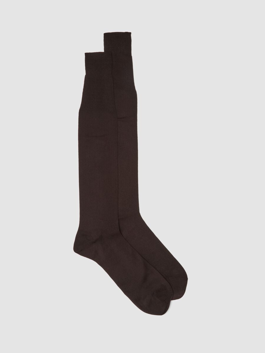Brown knee-high socks in pure cotton_0