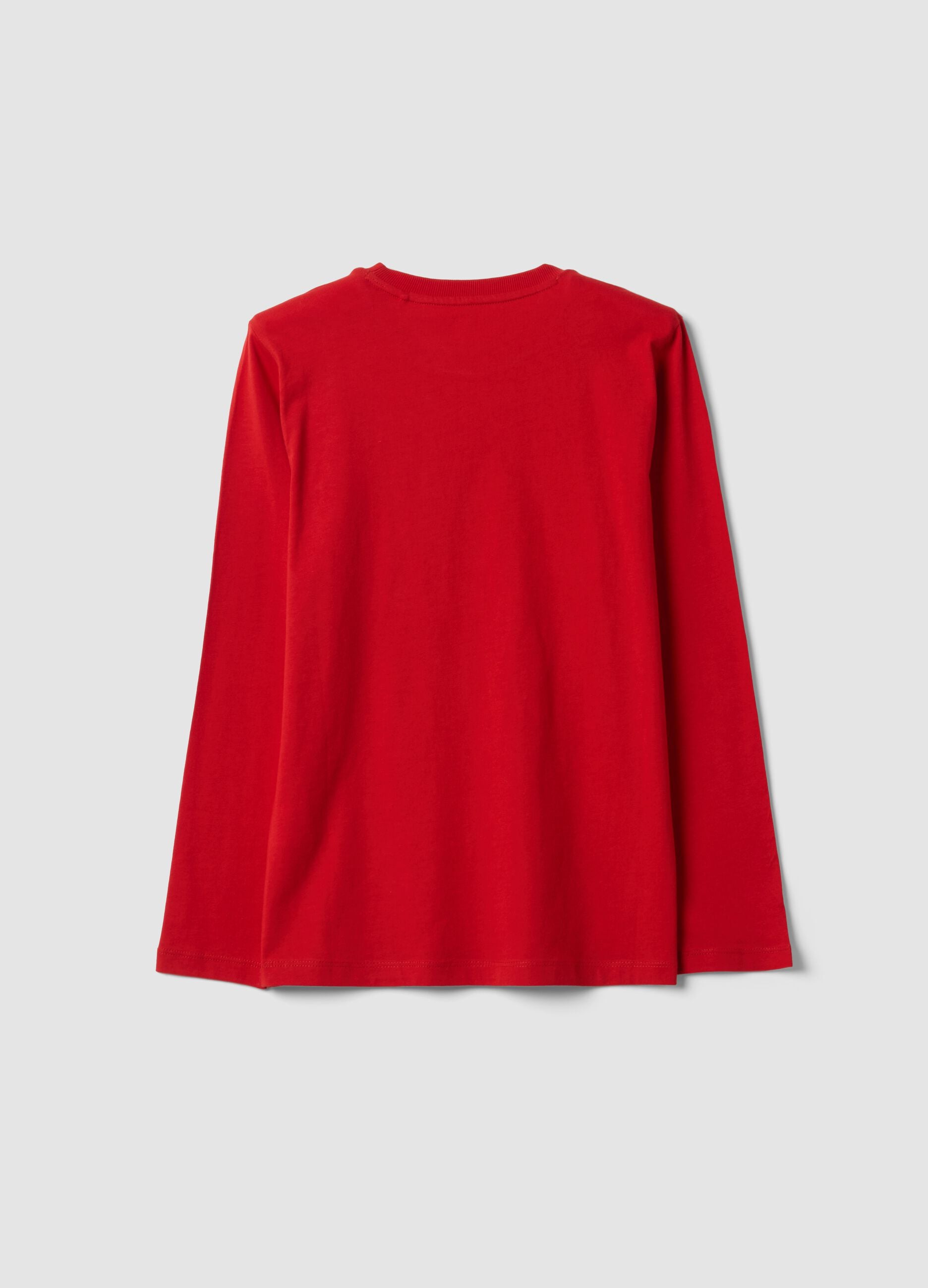 Red organic cotton graphic-print T-shirt for boys