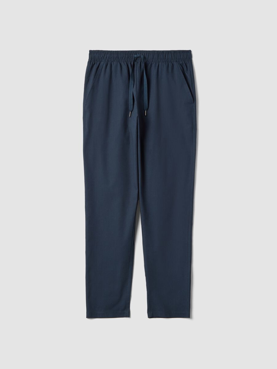 Green cotton-linen blend pyjama trousers, relaxed fit_4