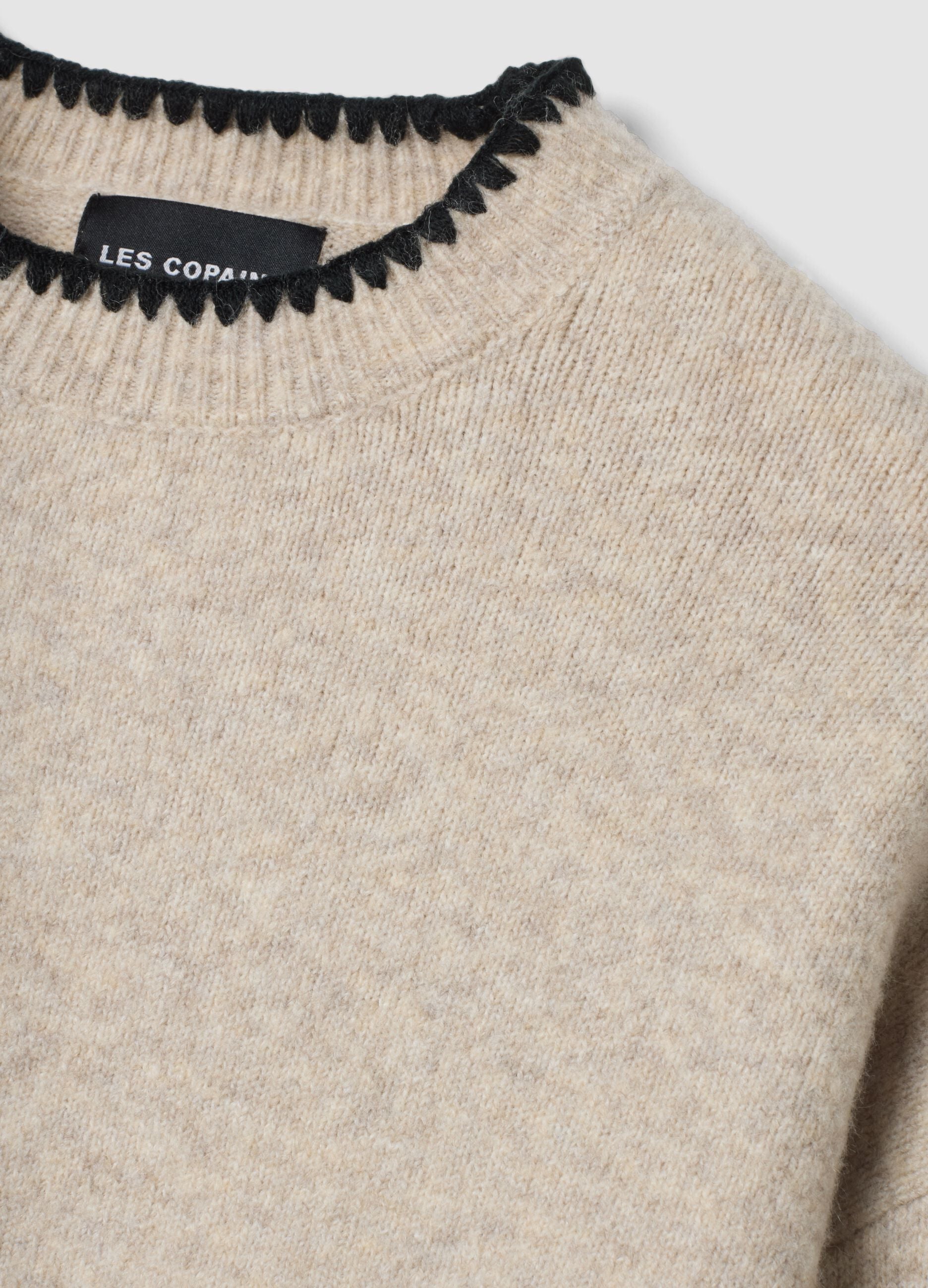 Beige stretch-wool oversized jumper