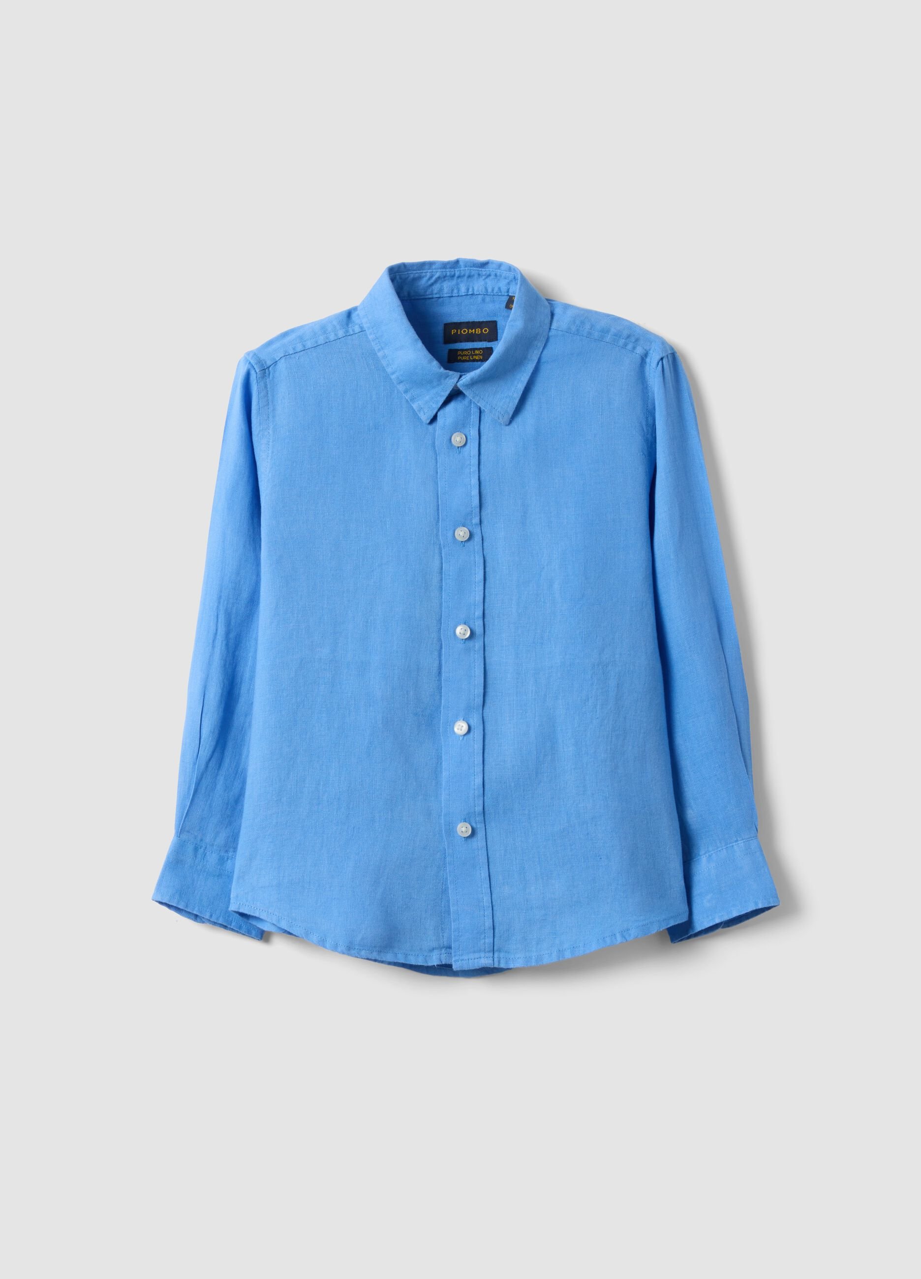 Kids&rsquo; oversized-fit light blue pure linen shirt