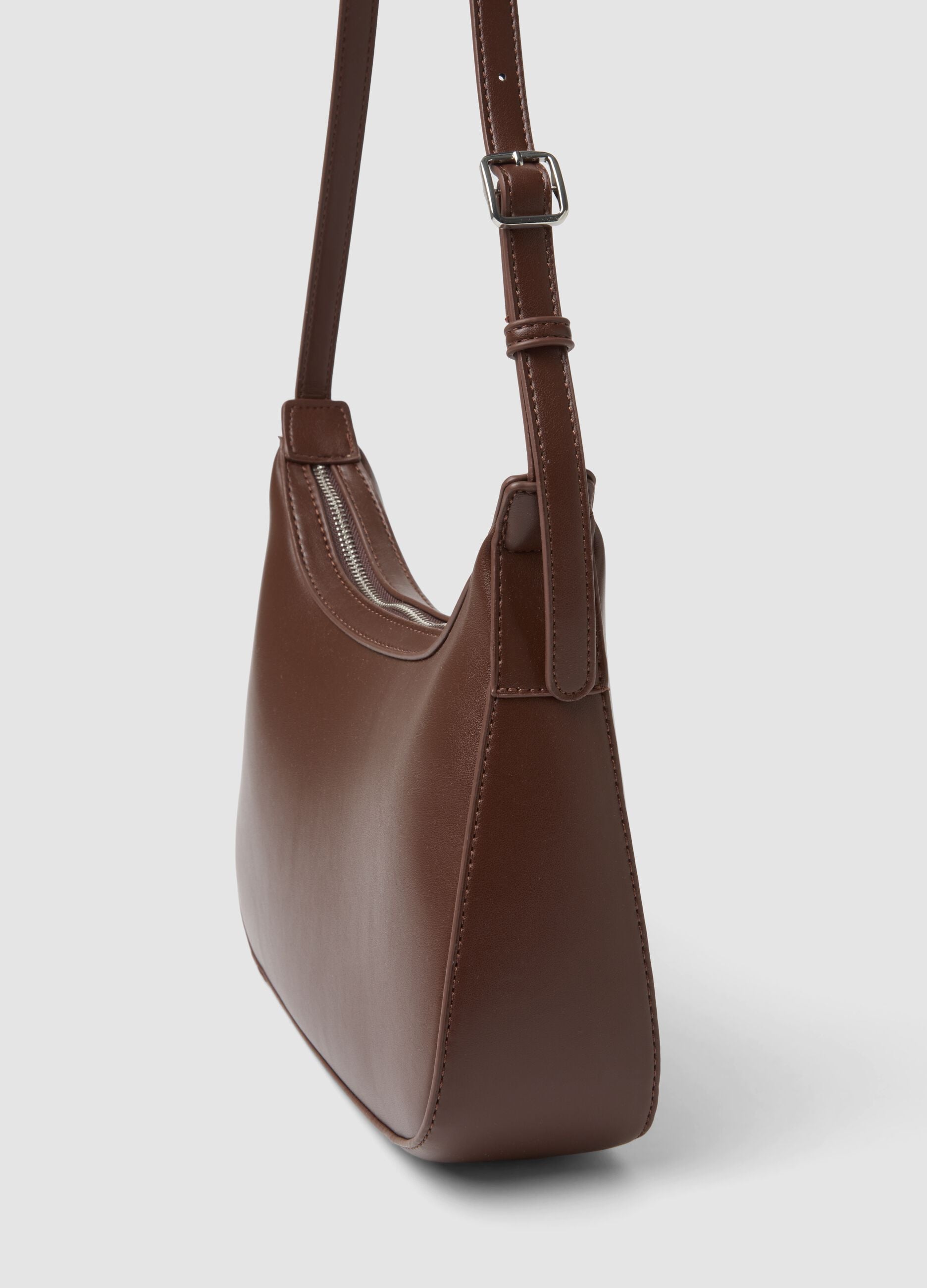 Brown shoulder bag with adjustable strap