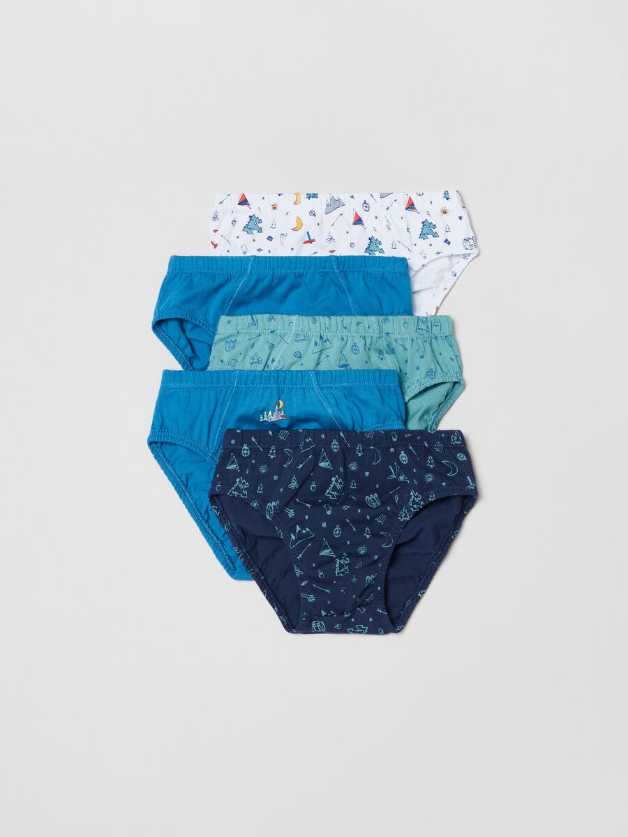 Five-pack cotton briefs with print_0
