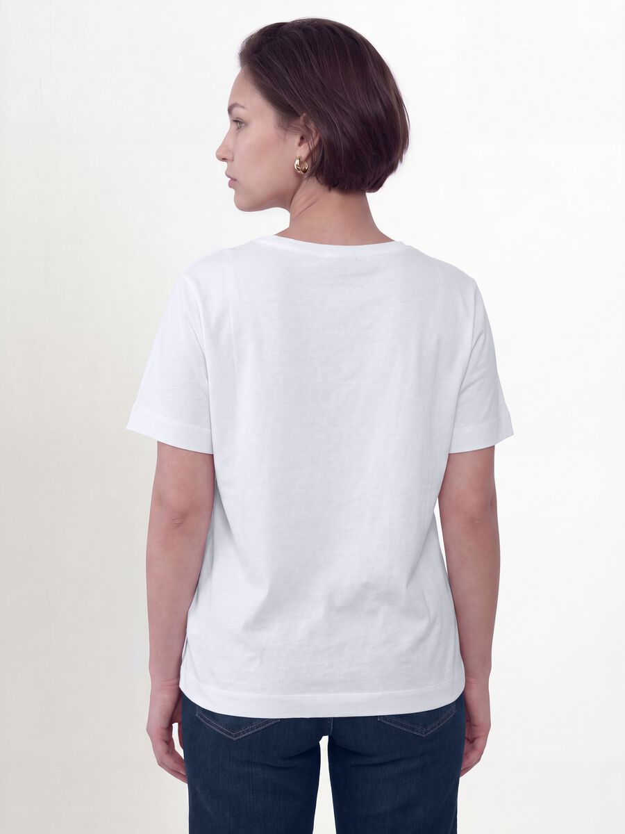 White pure cotton T-shirt with graphic print, regular fit_2