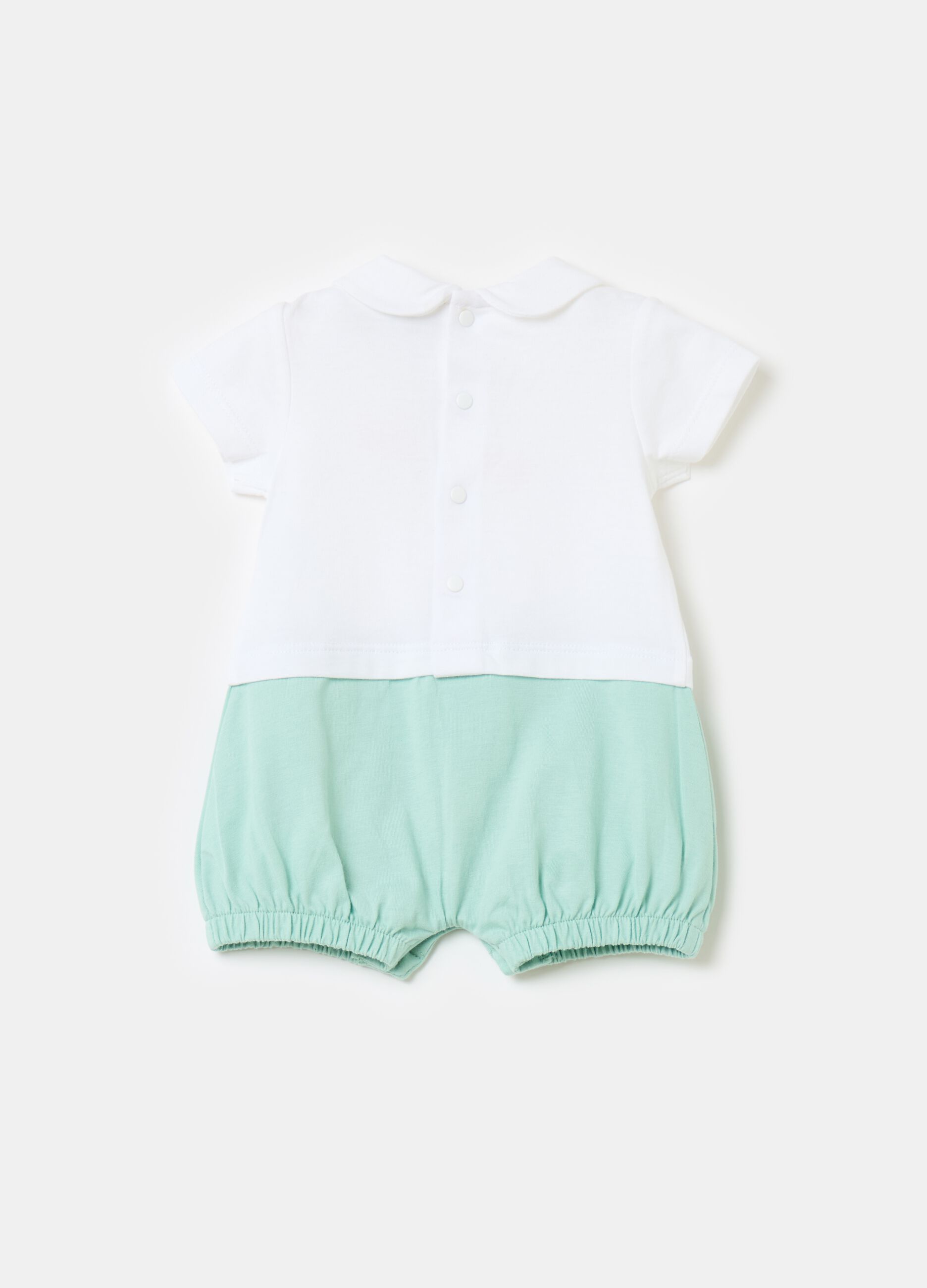 Two-tone short onesie with sea animals print