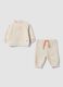 Completo beige in misto cotone organico con felpa e pantaloni_0