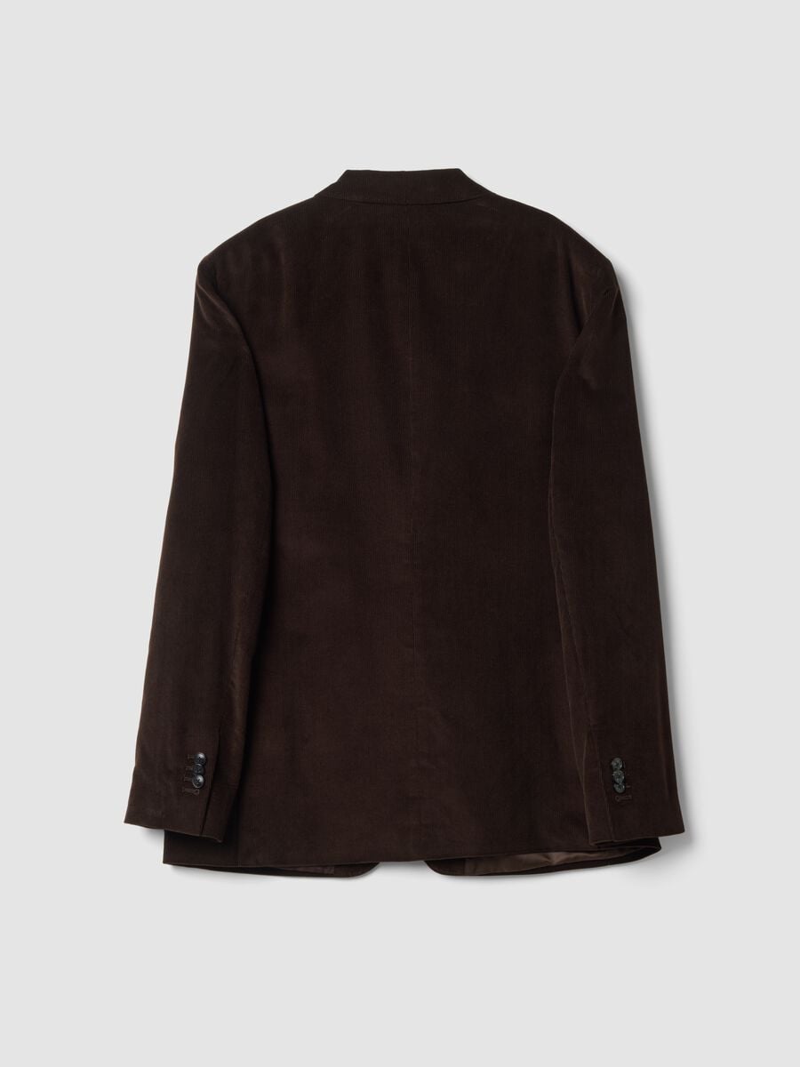 Blazer marrone in puro cotone regular fit a coste_2