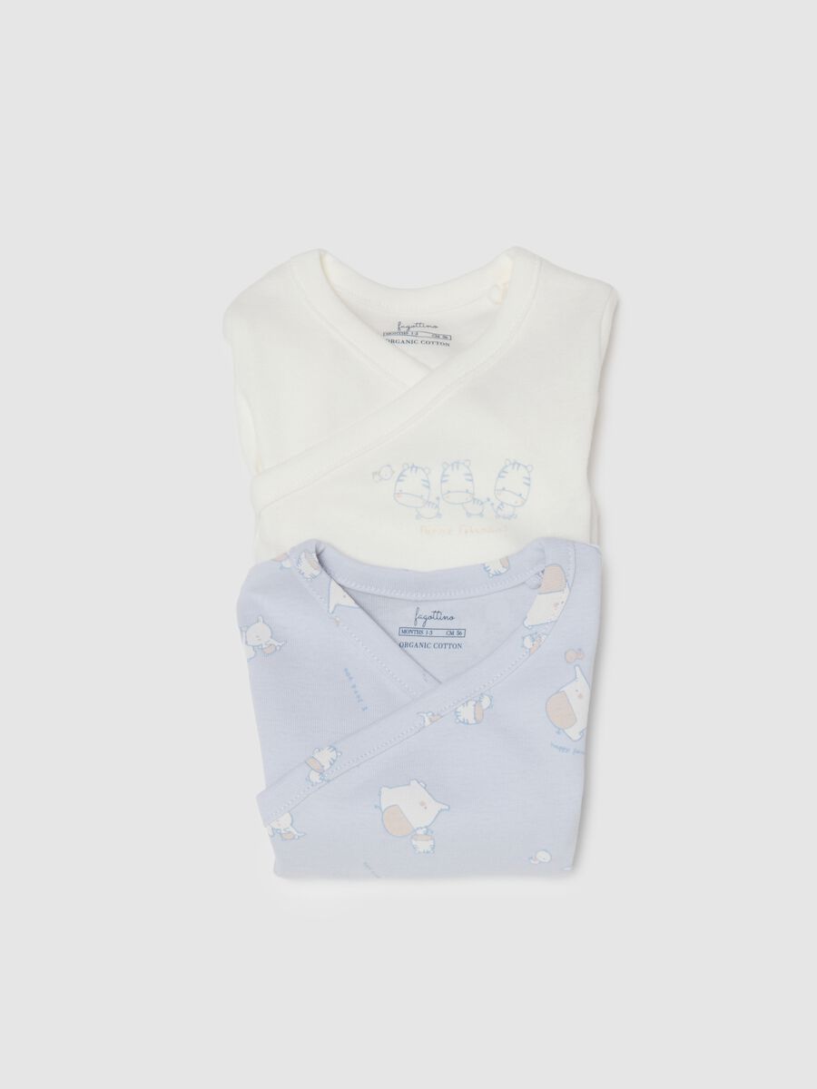Multicolour pure cotton bodysuit twin pack with short sleeves for babies_3