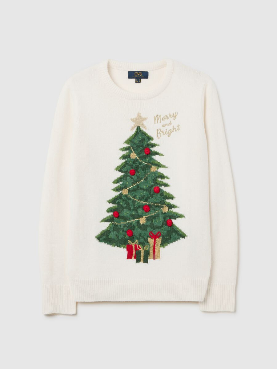 White crew neck regular fit Christmas jumper_4