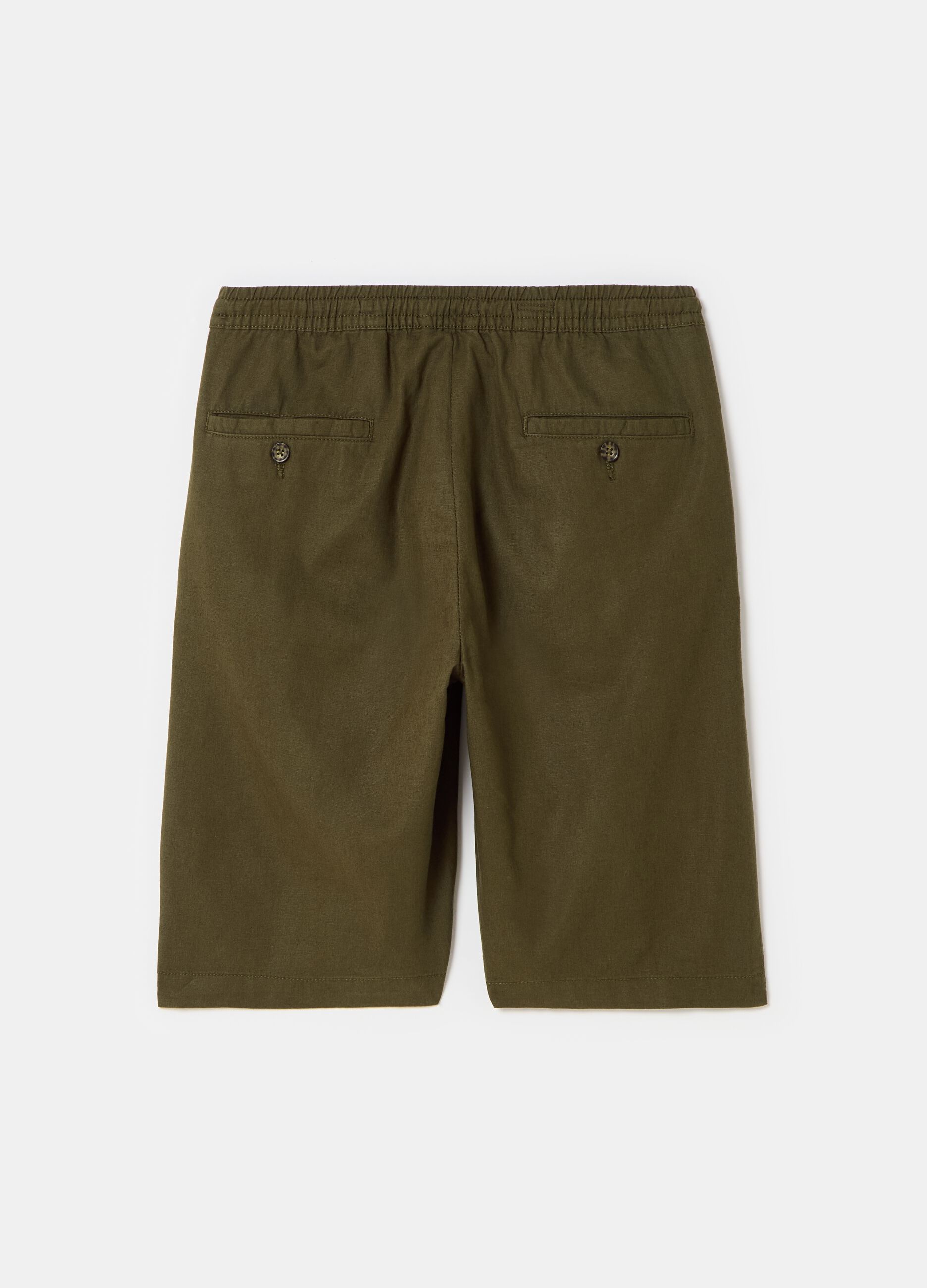 Chino Bermuda shorts in linen and cotton with drawstring