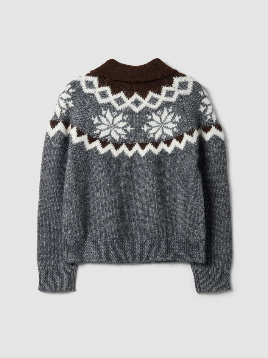 Grey jacquard cardigan with collar and zip, regular fit_6