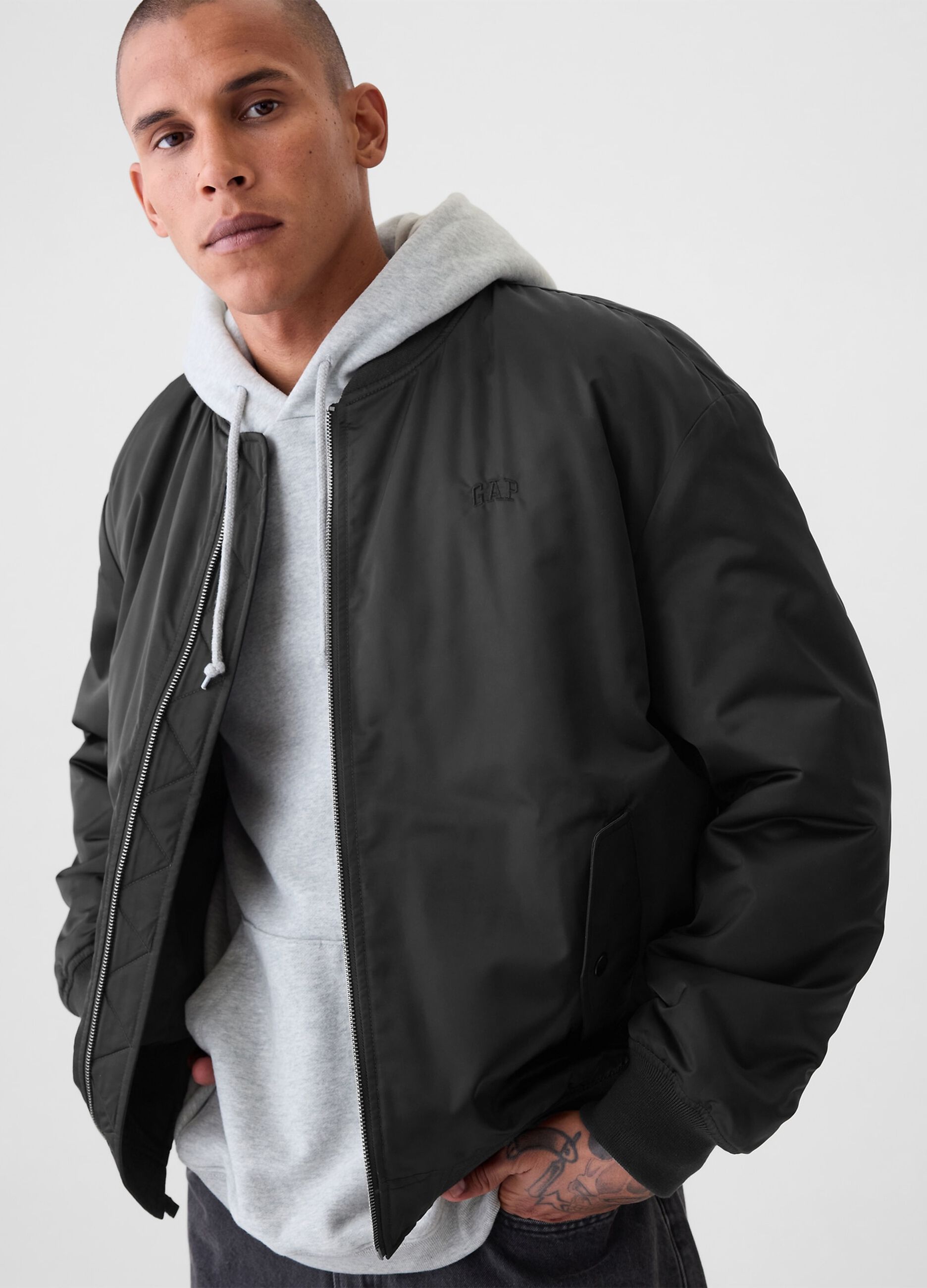 Full-zip bomber jacket in nylon