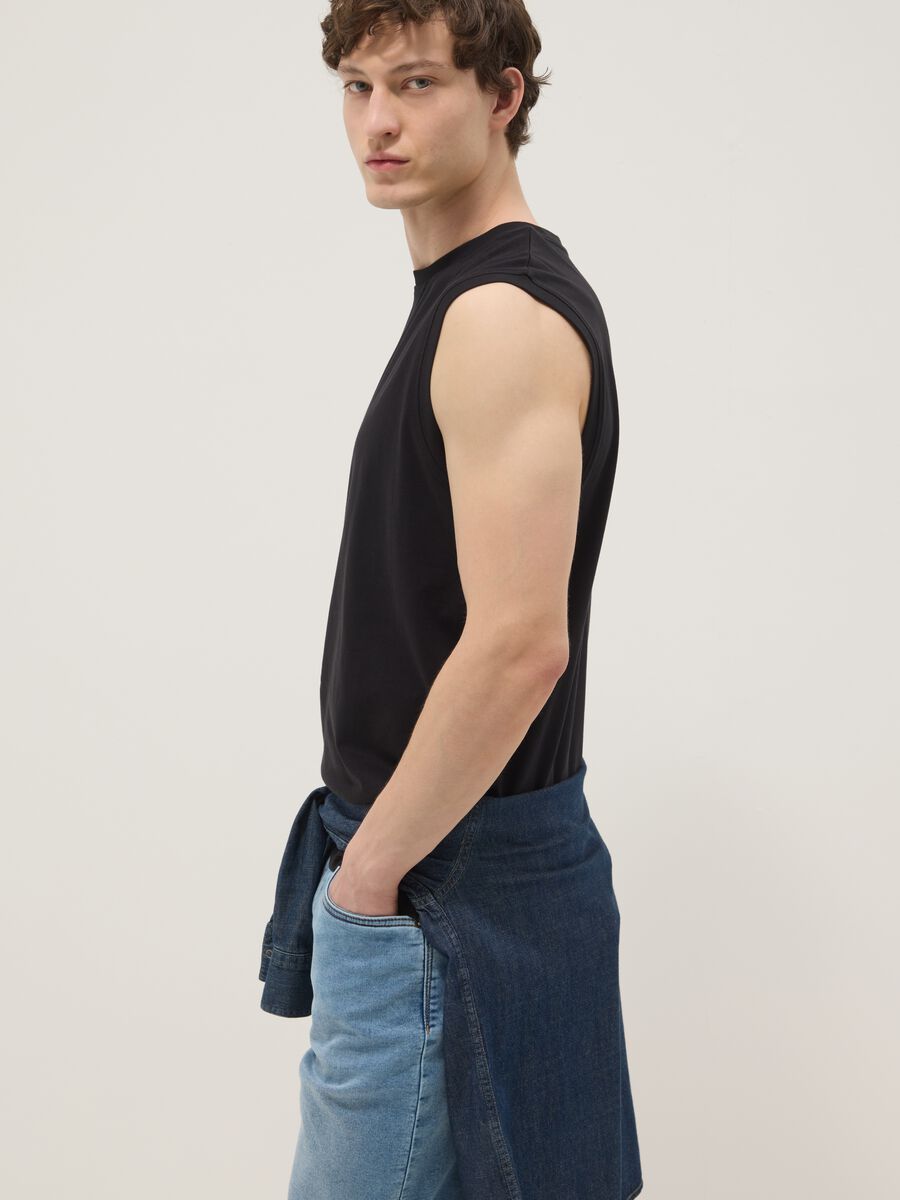 Black pure cotton vest_0