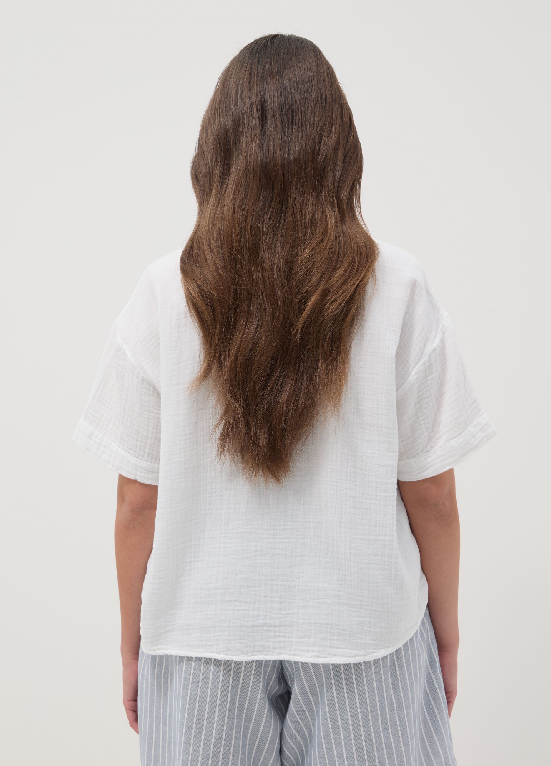 White pure cotton shirt with classic collar