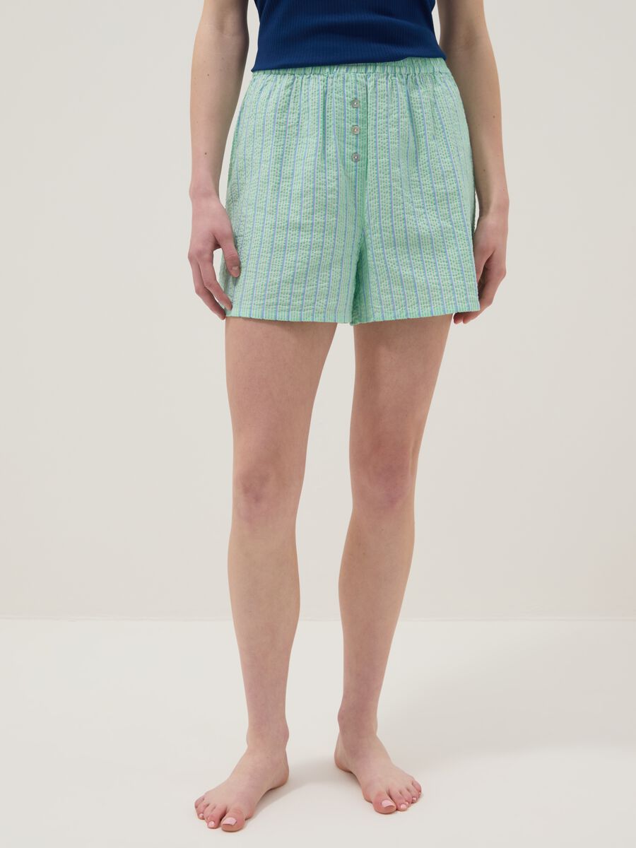 Green organic cotton regular-fit short pyjama shorts_1