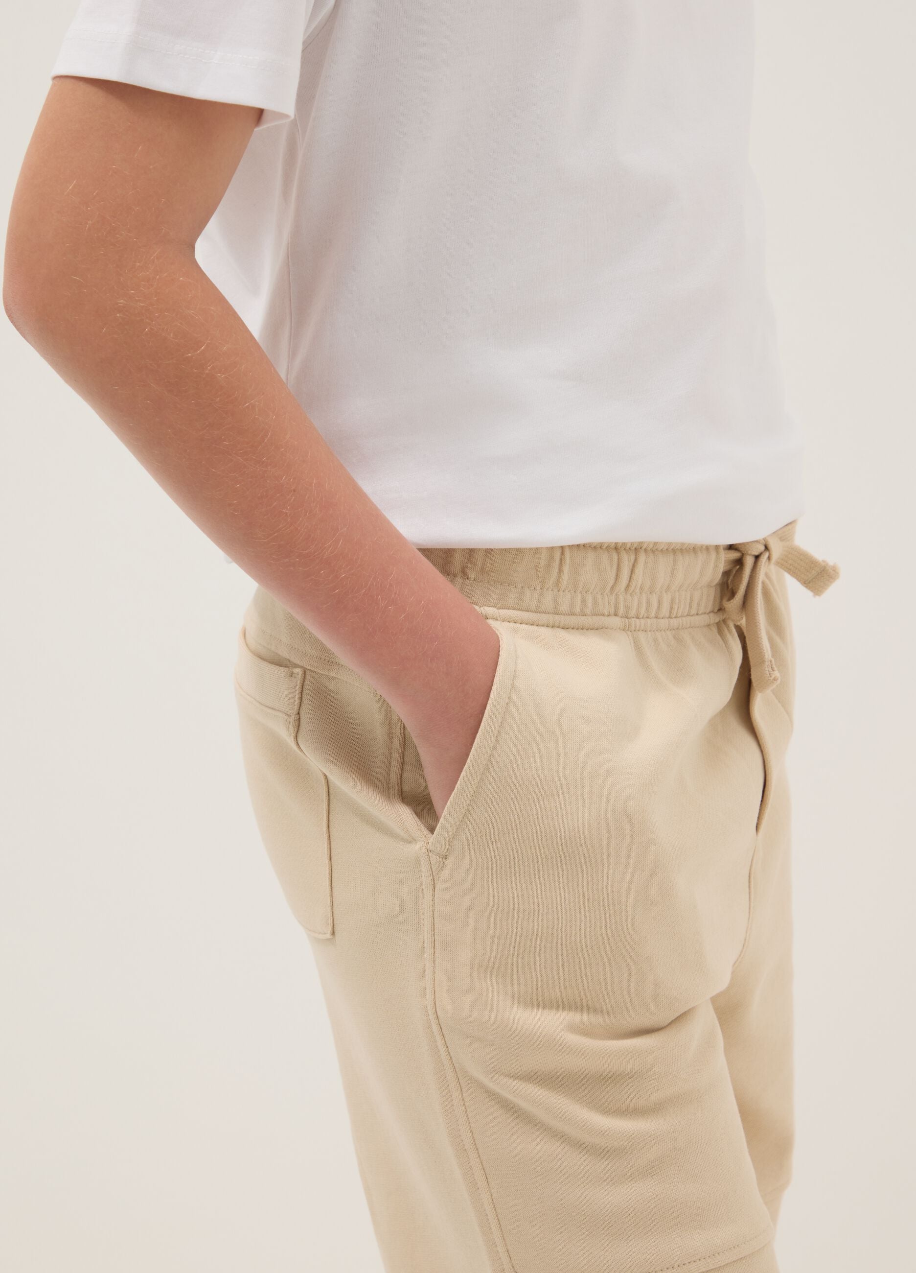 Beige Shorts aus reiner Baumwolle f&uuml;r Jungen, Comfort Fit