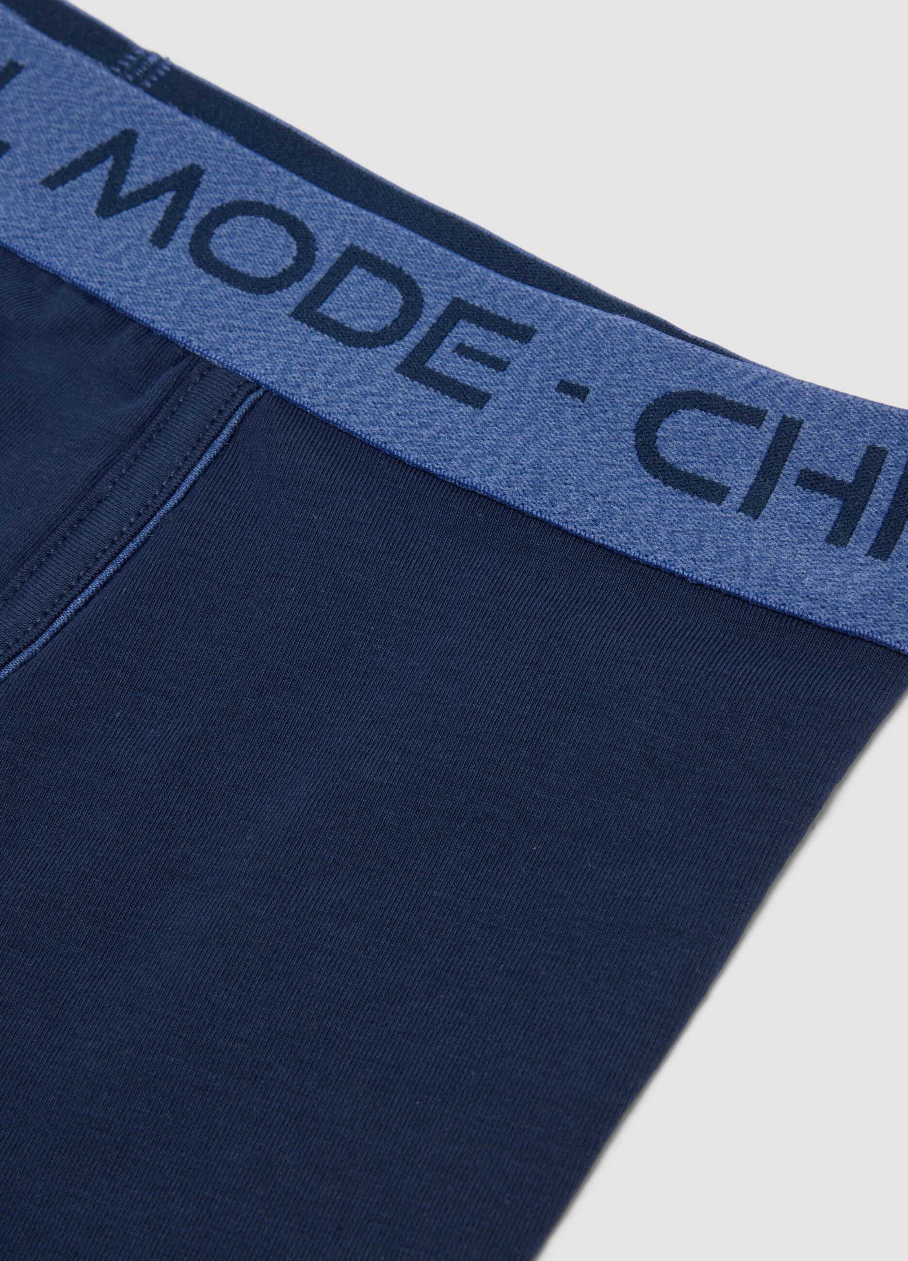 Boxer midi blu in cotone organico elasticizzato per bambino e ragazzo