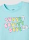 Girls' blue cotton t-shirt, regular fit with text_2