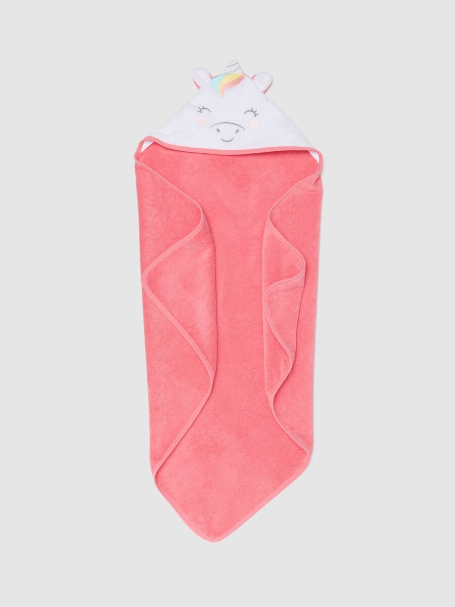 Multicoloured pure cotton unicorn-shaped baby bathrobe_1