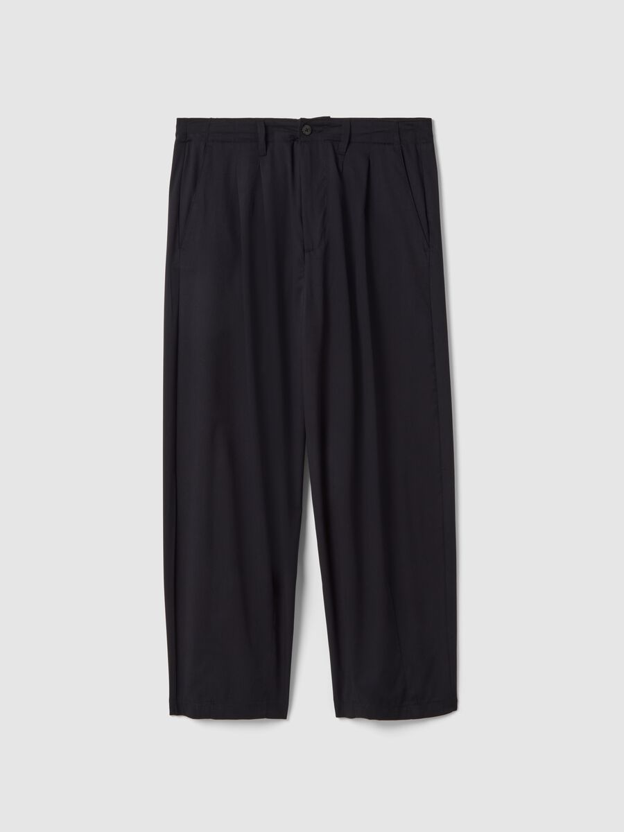 Black viscose stretch chino trousers regular fit_5