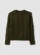 Green cable-knit wool-blend crew neck jumper_4