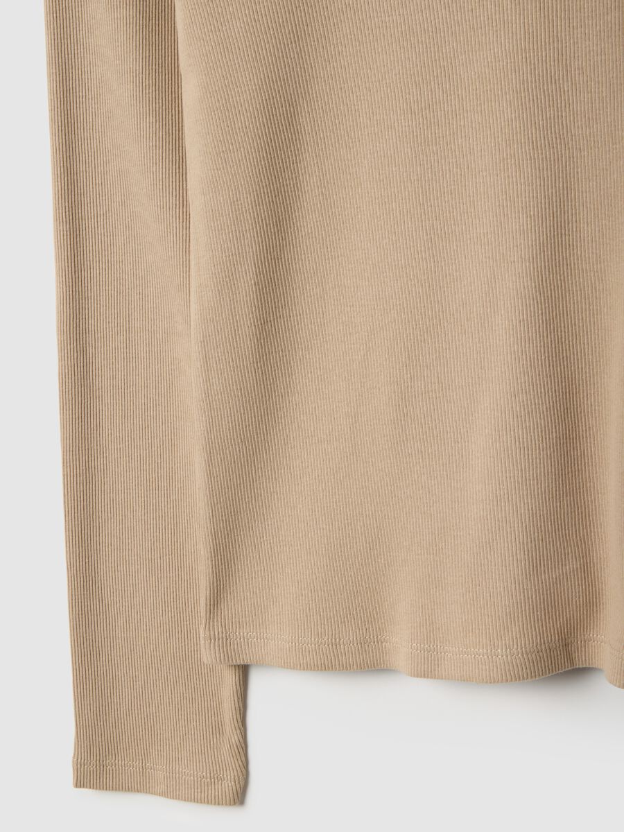 Langarmshirt aus reinem Baumwolle Beige Regular Fit_5