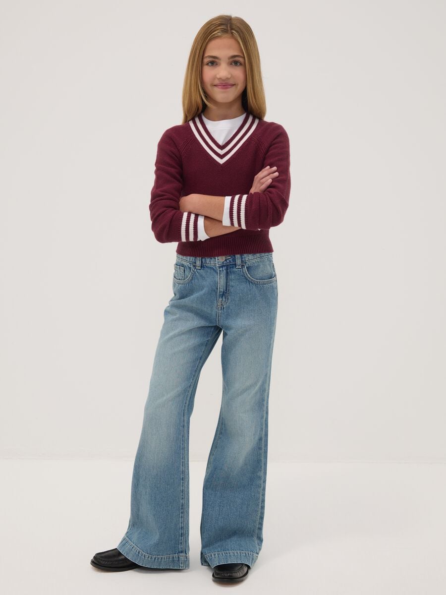 Light blue pure cotton flare jeans_0