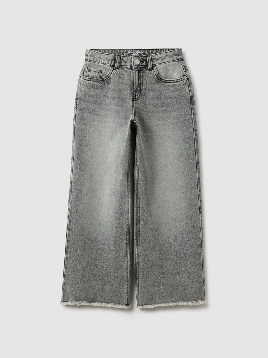 Grey pure cotton culotte jeans for girls with comfortable fit_3