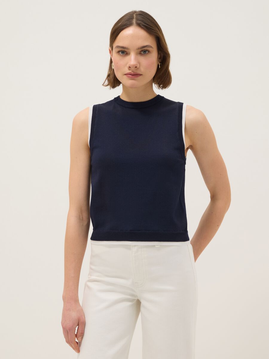 Top de al&ccedil;as azul em mistura de viscose regular fit_0