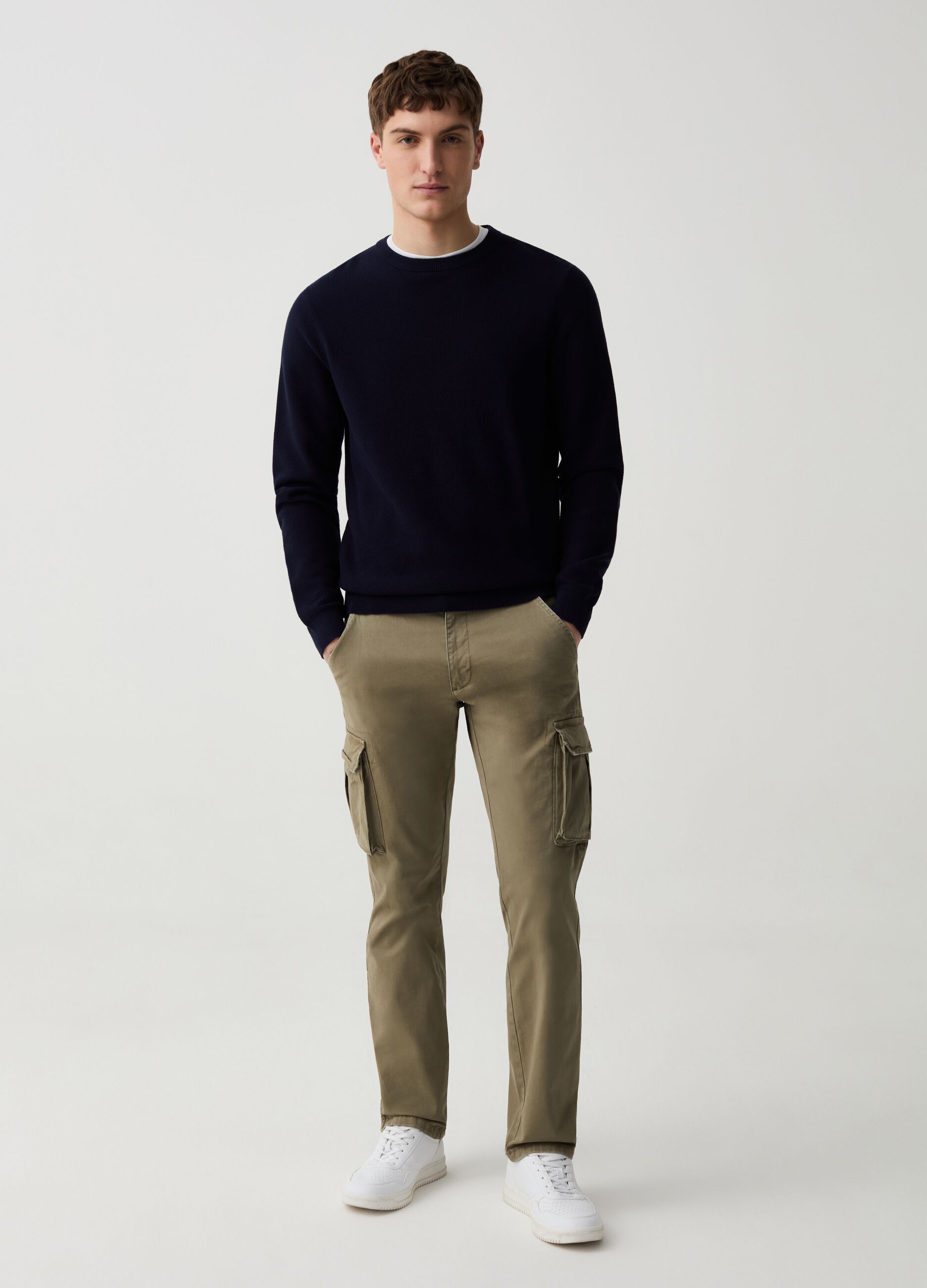 Regular-fit cargo trousers in stretch twill