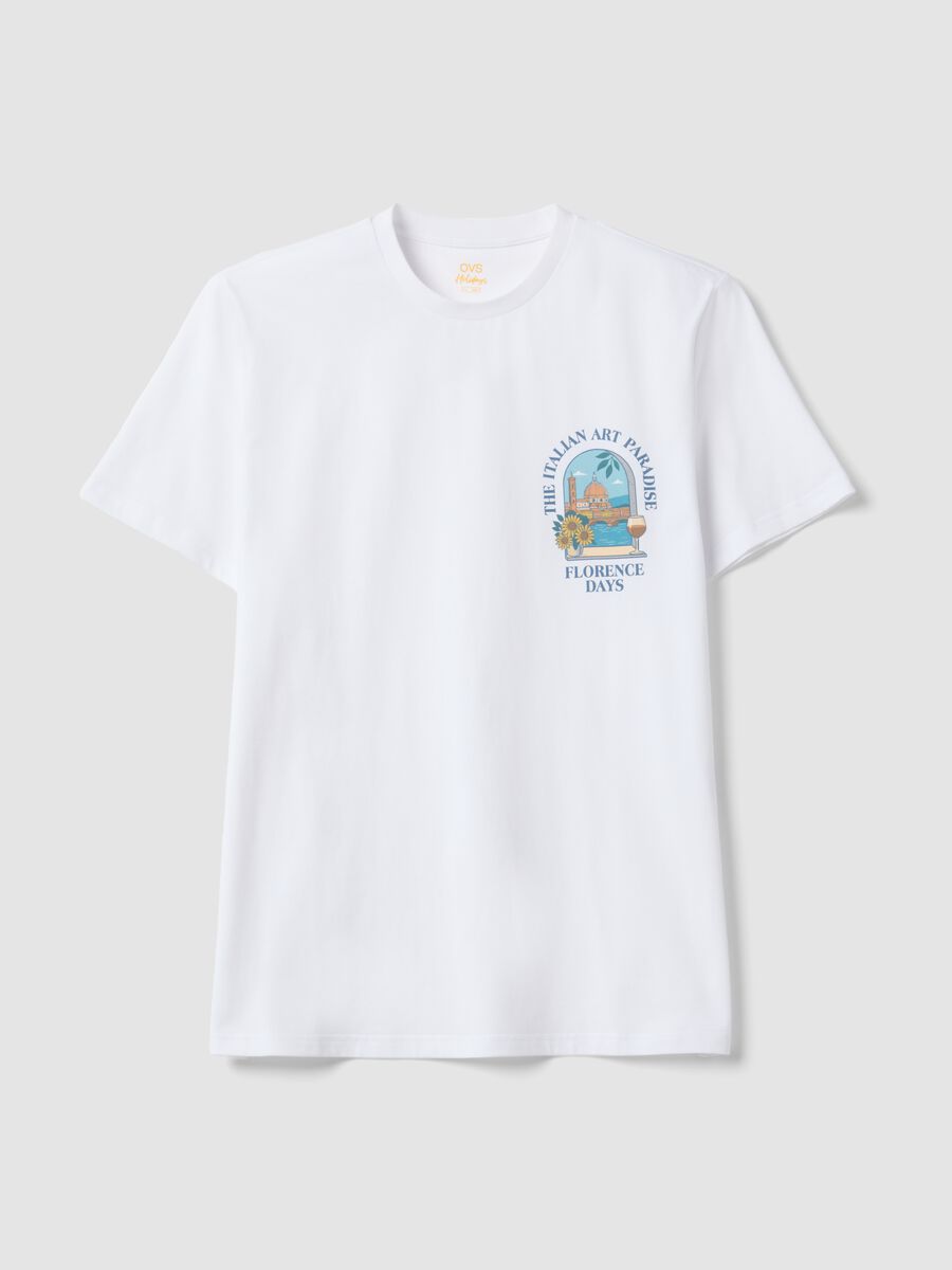 Wei&szlig;es T-Shirt aus reiner Baumwolle mit Print, Regular Fit_4