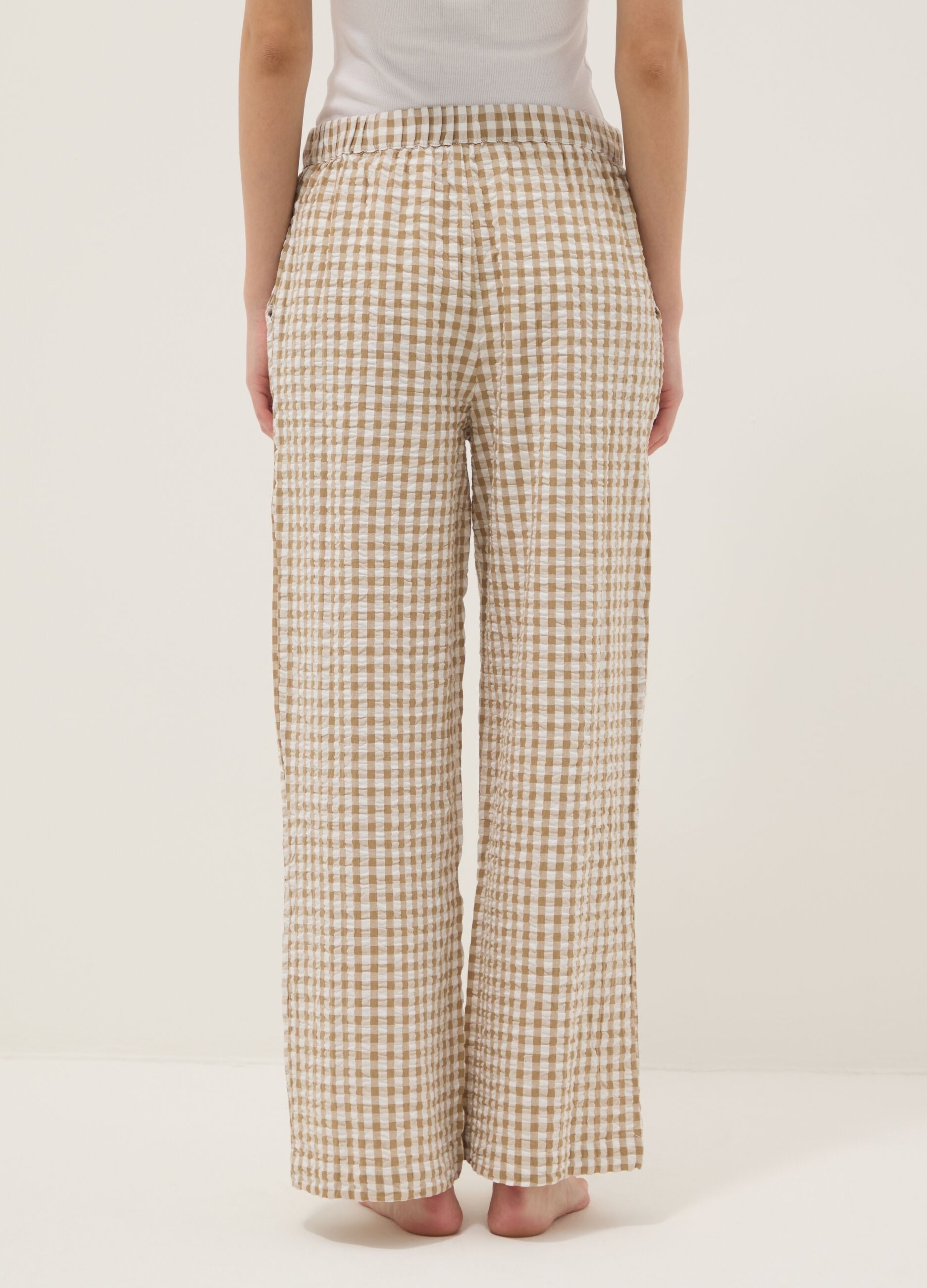 Multicolour check pure cotton pyjama trousers regular fit