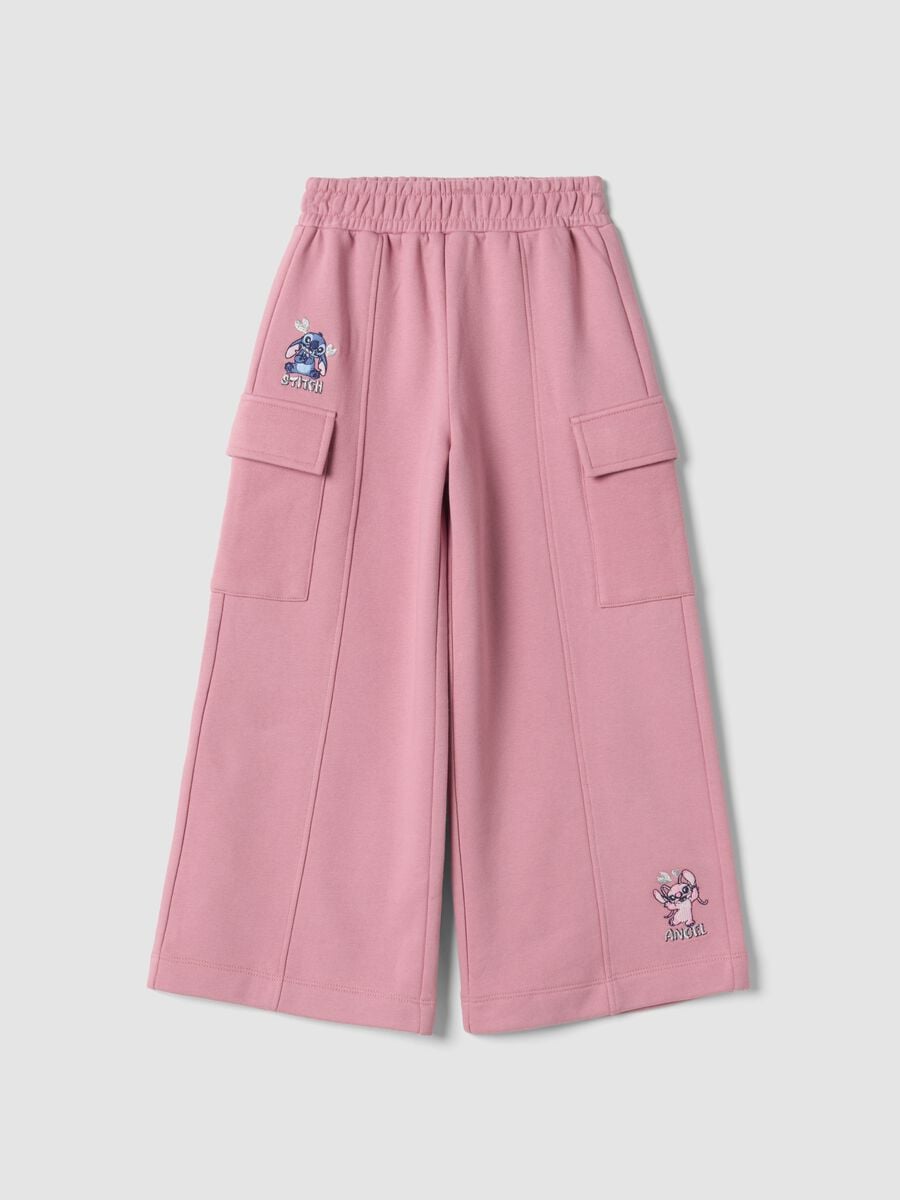 Rosa Cargo-Hose aus Baumwollmischung im Lilo & Stitch Design_0